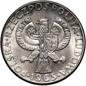 Polská lidová republika, 10 zlotých 1965, VII wieków Warszawy - tlustá mořská panna, PRÓZE, nikl