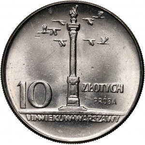 PRL, 10 zlotých 1965, Zygmuntov stĺp, PRÓBA, nikel