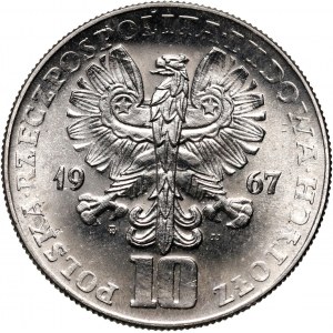 PRL, 10 zlotých 1967, 50. výročie Októbrovej revolúcie, SAMPLE, nikel