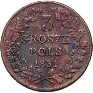 Listopadové povstání, 3 grosze 1831 KG, Varšava