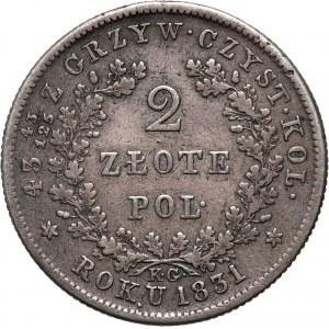 November Uprising, 2 zloty 1831 KG, Warsaw