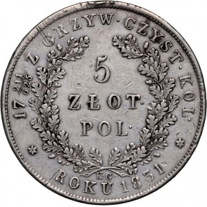 November Uprising, 5 zloty 1831 KG, Warsaw