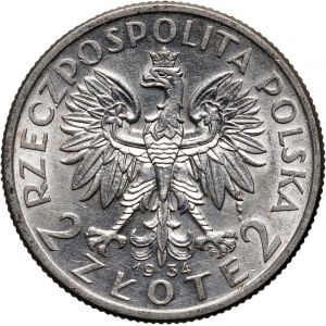 II RP, 2 zloté 1934, Varšava, Hlava ženy