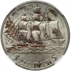 II RP, 5 zloty 1936, Warsaw, Sailing ship