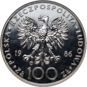 Volksrepublik Polen, 100 Zloty 1986, Valcambi, Johannes Paul II, Briefmarke