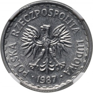 PRL, 1 złoty 1987, destrukt menniczy