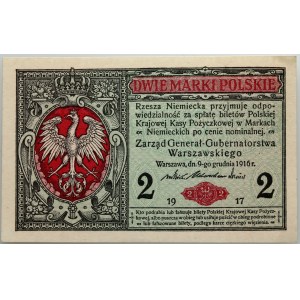 Generalgouvernement, 2 polnische Mark 9.12.1916, General, Serie B