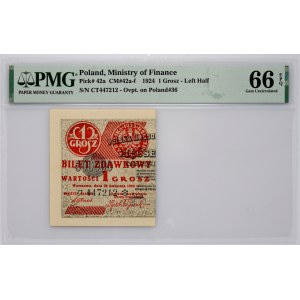 II RP, 1 grosz 28.04.1924, Bilet zdawkowy, seria CT