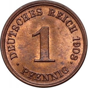 Germany, 1 Pfennig 1908 J, Hamburg