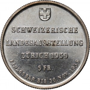 Switzerland, 5 Francs 1939, Bern, Zurich Exhibition