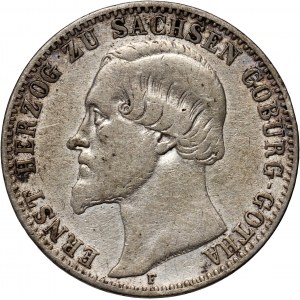 Nemecko, Sasko-Coburg-Gotha, Ernest II, 1/6 thaler 1855 F