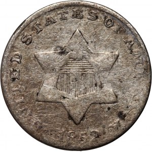 Spojené státy americké, 3 centů 1852, Philadelphia