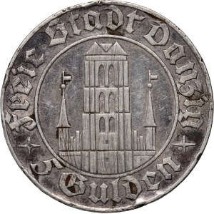 Freie Stadt Danzig, 5 guldenů 1932, Berlín, kostel sv. Marie