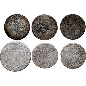 John II Casimir, set of 6 coins from 1664-1668