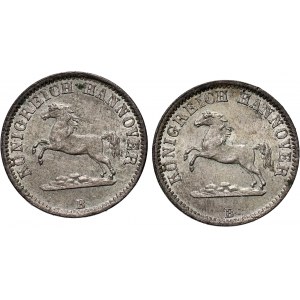 Niemcy, Hanower, Jerzy V, zestaw, 2 x 1/2 grosza 1864 B