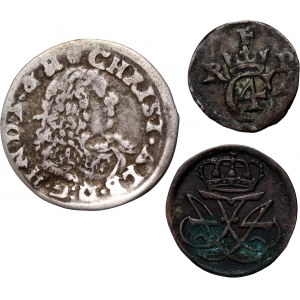 Dänemark, Satz von 3 Münzen aus den Jahren 1620-1675