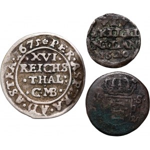 Dánsko, sada 3 mincí z let 1620-1675