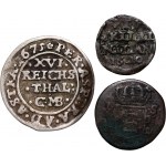 Dänemark, Satz von 3 Münzen aus den Jahren 1620-1675