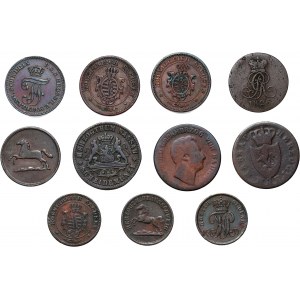 Niemcy, zestaw 11 monet z lat 1826-1873