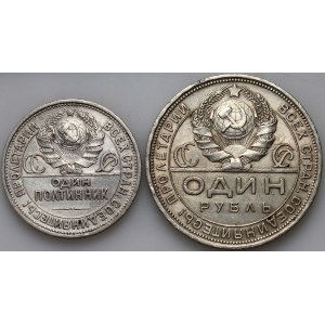 Russia, USSR, 50 Kopeck 1927 and 1 Rouble 1924
