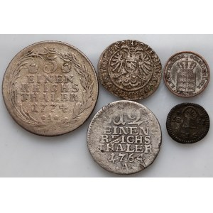 Deutschland, Satz von 5 Münzen aus den Jahren 1774-1869