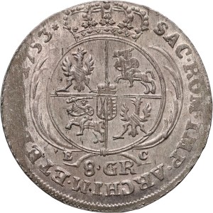 August III, two-zloty (8 pennies) 1753, Leipzig, 8 GR