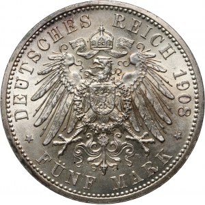 Germany, Saxe-Weimar-Eisenach, Wilhelm Ernst, 5 Mark 1908 A, Berlin, Jena University