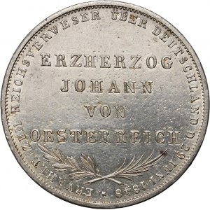 Germany, Frankfurt, 2 Gulden 1848, Johann von Oesterreich