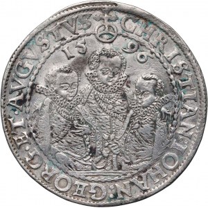 Nemecko, Sasko, Kristian II, Ján Juraj I. a August, thaler 1596 HB, Drážďany
