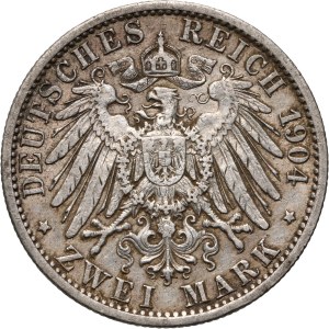 Německo, Anhaltsko, Frederick II, 2 marky 1904 A, Berlín