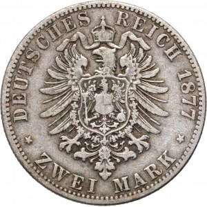 Germany, Mecklenburg-Strelitz, Friedrich Wilhelm, 2 Mark 1877 A, Berlin