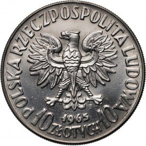 PRL, 10 zloty 1965, VII Wieków Warszawy - skinny Mermaid, SAMPLE, nickel
