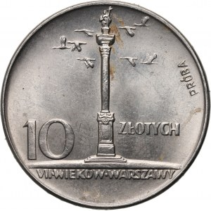 Poľská ľudová republika, 10 zlotých 1966, Žigmundov stĺp - malý stĺp, PRÓBA, nikel