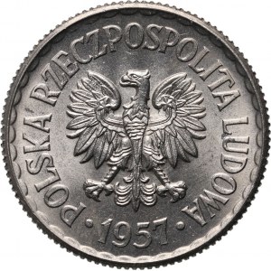 PRL, 1 zloty 1957, SAMPLE, nickel