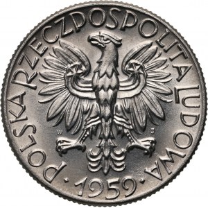 PRL, 5 Zloty 1959, Sierp i kielnia, PRÓBA, Nickel
