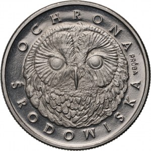 PRL, 200 złotych 1986, Głowa sowy, PRÓBA, nikiel