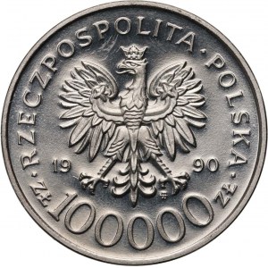 III RP, 100000 złotych 1990, Solidarność 1980-1990, PRÓBA, nikiel