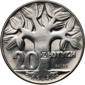 PRL, 20 złotych 1964, Drzewo, PRÓBA, nikiel