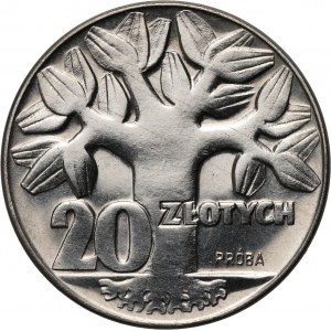 PRL, 20 zlotých 1964, strom, PRÓBA, nikel