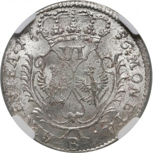 Silesia under Prussian rule, Frederick II, sixpence 1756 B, Wrocław