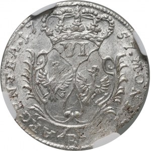 Sliezsko pod pruskou nadvládou, Fridrich II., šesťpenca 1757 B, Vroclav