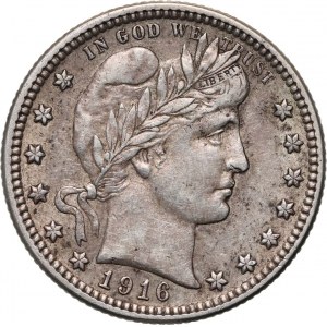 Spojené státy americké, 25 centů 1916 D, Denver, Barber