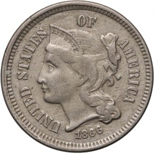 Spojené státy americké, 3 centů 1866, Philadelphia