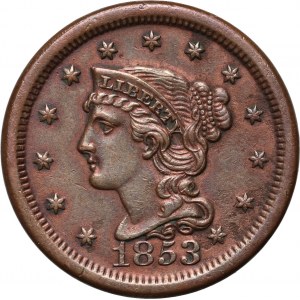 Spojené Štáty Americké, cent 1853, Philadelphia