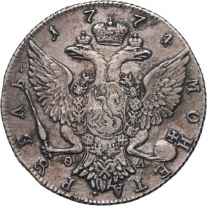 Rusko, Katarína II, rubľ 1774 СПБ ФЛ, Petrohrad