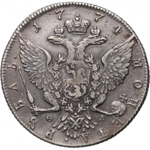 Rusko, Katarína II, rubľ 1774 СПБ ФЛ, Petrohrad
