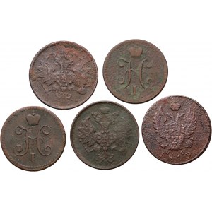 Russia, lot of 5 copper coins