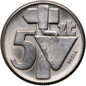 PRL, 5 złotych 1959, Sierp i kielnia, PRÓBA, nikiel