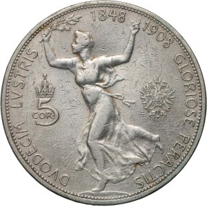 Rakousko, František Josef I., 5 korun 1908, Vídeň, 60. výročí panování