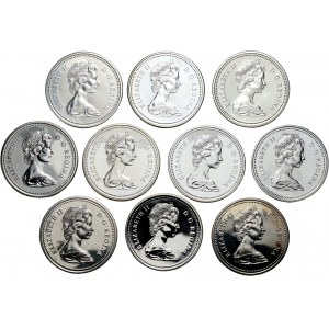Kanada, Elżbieta II, zestaw 10 x dolar 1972-1976 - srebro